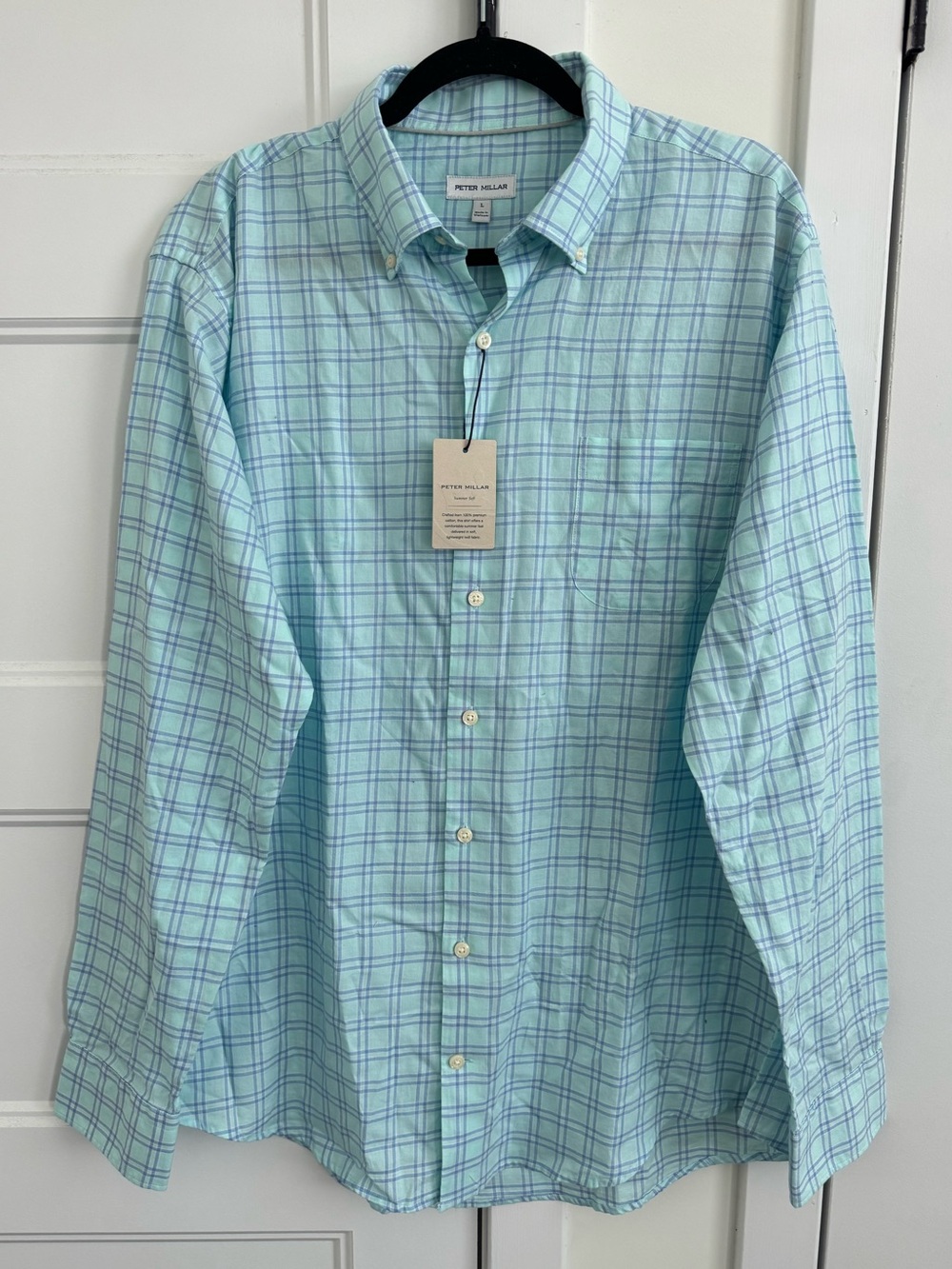 Peter Millar Heron Cotton Sport LS Twill Classic Button Down Shirt in Alo NWT